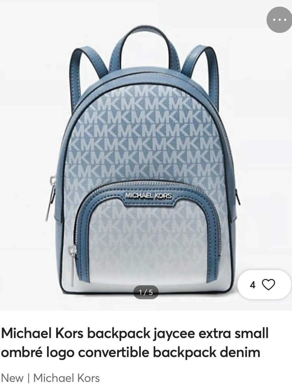 Michael Kors Light Blue Ombre MK Logo Mini Backpack